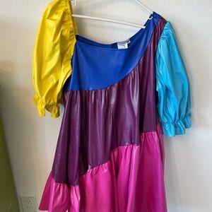 QUEEN OF SPARKLES Asymmetrical Blue and Purple Tiered Dress